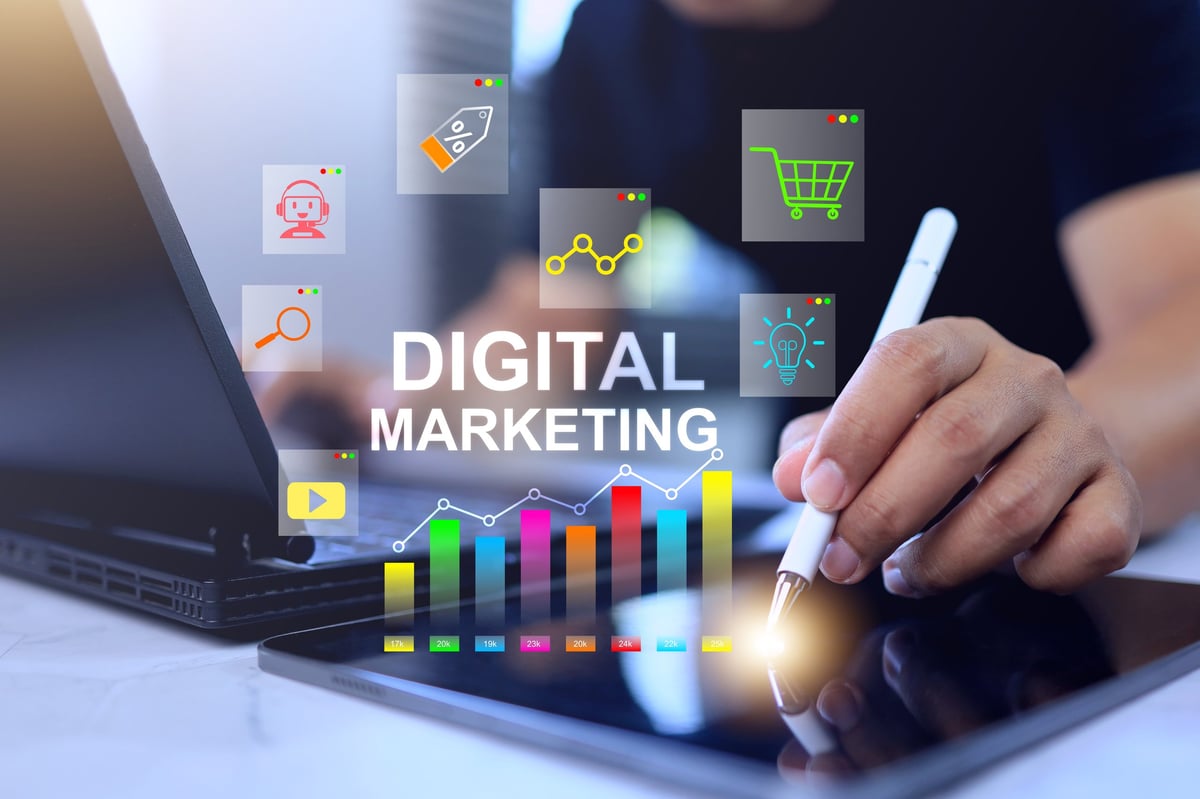 Marketing professional analyzing digital strategy